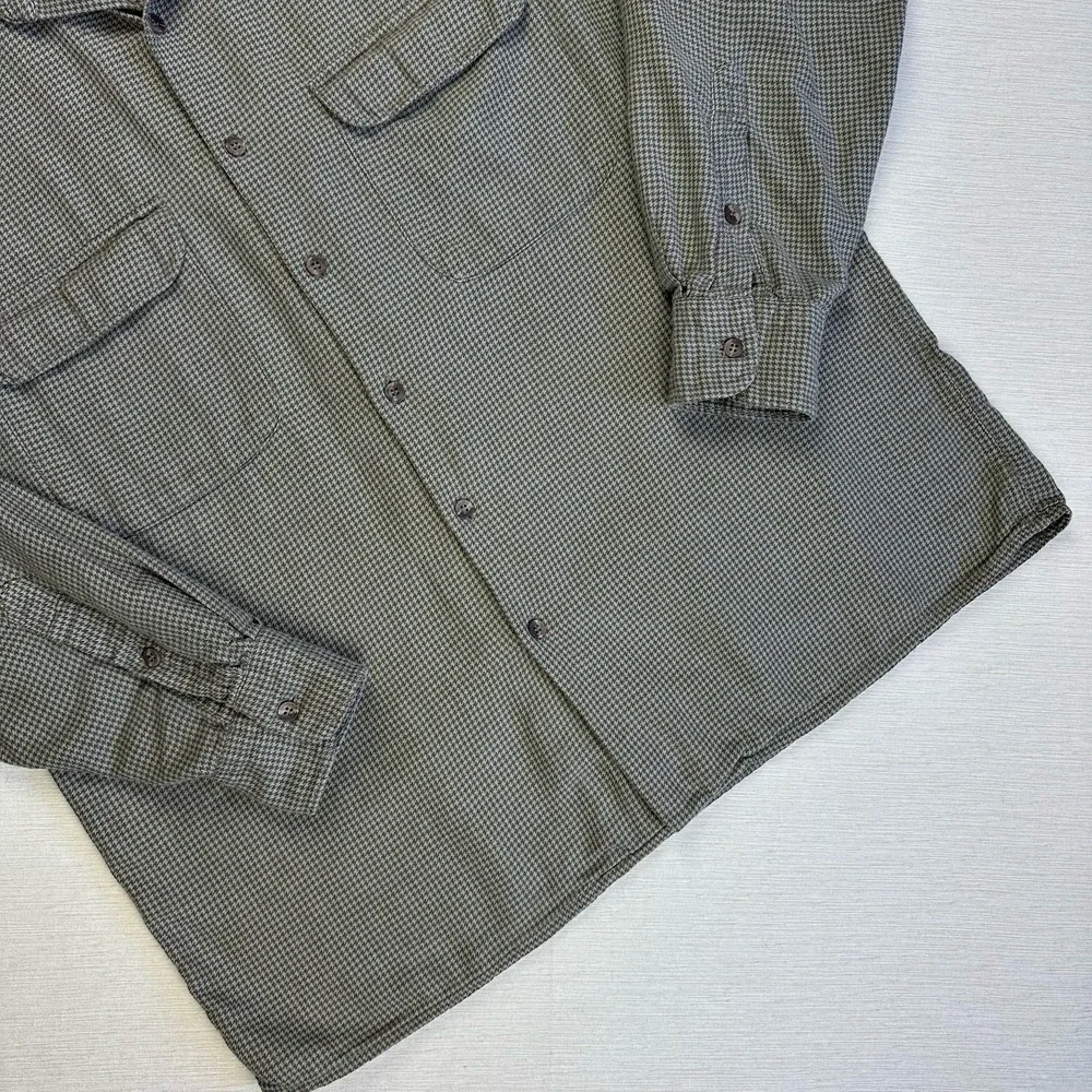 VTG 80s Banana Republic Houndstooth Shirt Men L Cotton Travel Safari Button Up